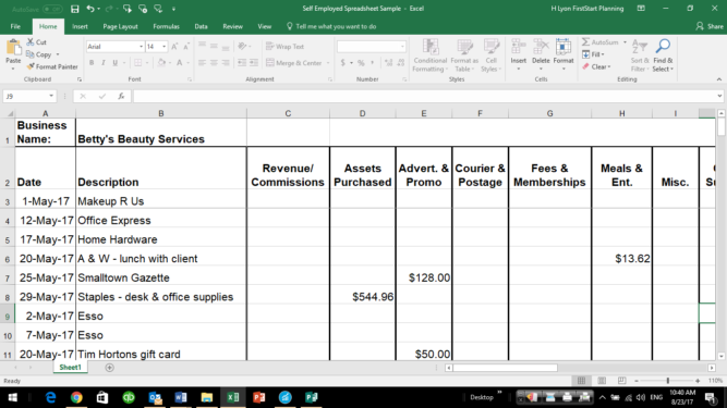 BRISK Box - Self-Employment Spreadsheet